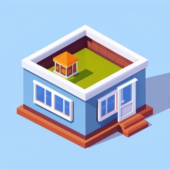 AI generated Isometric Building House Commercial Clip Art Icon Sticker Decoration Simple Background photo