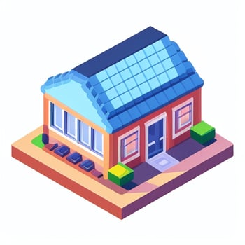 AI generated Isometric Building House Commercial Clip Art Icon Sticker Decoration Simple Background photo