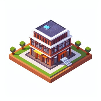 AI generated Isometric Building House Commercial Clip Art Icon Sticker Decoration Simple Background photo