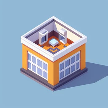AI generated Isometric Building House Commercial Clip Art Icon Sticker Decoration Simple Background photo
