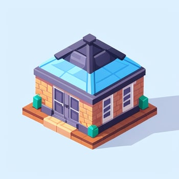 AI generated Isometric Building House Commercial Clip Art Icon Sticker Decoration Simple Background photo
