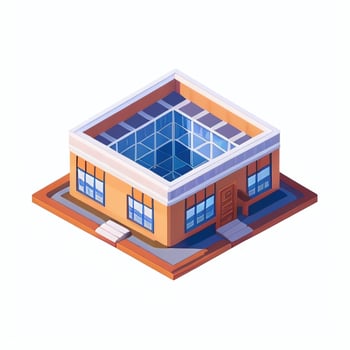 AI generated Isometric Building House Commercial Clip Art Icon Sticker Decoration Simple Background photo