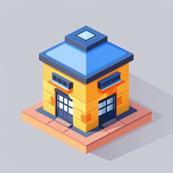 AI generated Isometric Building House Commercial Clip Art Icon Sticker Decoration Simple Background photo