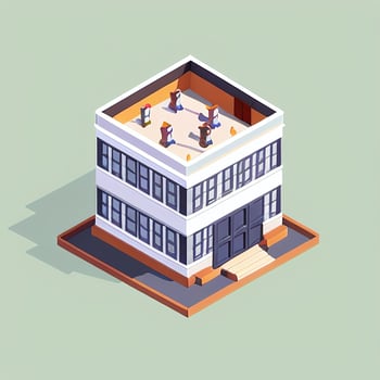 AI generated Isometric Building House Commercial Clip Art Icon Sticker Decoration Simple Background photo