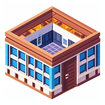 AI generated Isometric Building House Commercial Clip Art Icon Sticker Decoration Simple Background photo