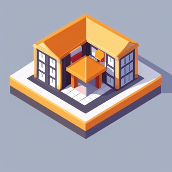 AI generated Isometric Building House Commercial Clip Art Icon Sticker Decoration Simple Background photo
