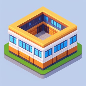 AI generated Isometric Building House Commercial Clip Art Icon Sticker Decoration Simple Background photo