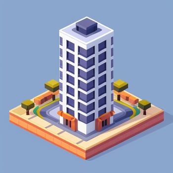 AI generated Isometric Building House Commercial Clip Art Icon Sticker Decoration Simple Background photo