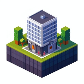 AI generated Isometric Building House Commercial Clip Art Icon Sticker Decoration Simple Background photo