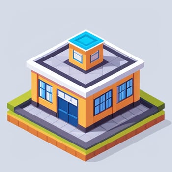 AI generated Isometric Building House Commercial Clip Art Icon Sticker Decoration Simple Background photo