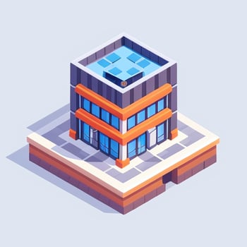 AI generated Isometric Building House Commercial Clip Art Icon Sticker Decoration Simple Background photo