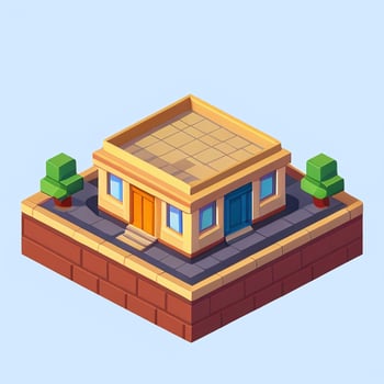 AI generated Isometric Building House Commercial Clip Art Icon Sticker Decoration Simple Background photo