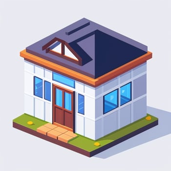 AI generated Isometric Building House Commercial Clip Art Icon Sticker Decoration Simple Background photo