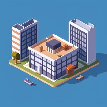 AI generated Isometric Building House Commercial Clip Art Icon Sticker Decoration Simple Background photo