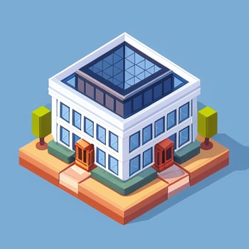 AI generated Isometric Building House Commercial Clip Art Icon Sticker Decoration Simple Background photo