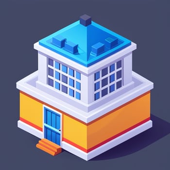 AI generated Isometric Building House Commercial Clip Art Icon Sticker Decoration Simple Background photo