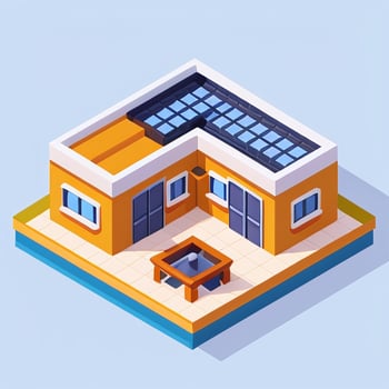 AI generated Isometric Building House Commercial Clip Art Icon Sticker Decoration Simple Background photo