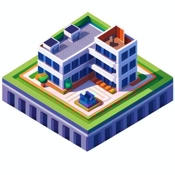 AI generated Isometric Building House Commercial Clip Art Icon Sticker Decoration Simple Background photo