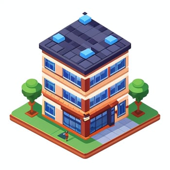 AI generated Isometric Building House Commercial Clip Art Icon Sticker Decoration Simple Background photo