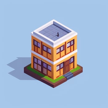 AI generated Isometric Building House Commercial Clip Art Icon Sticker Decoration Simple Background photo