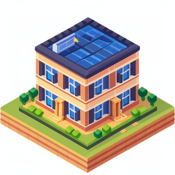 AI generated Isometric Building House Commercial Clip Art Icon Sticker Decoration Simple Background photo