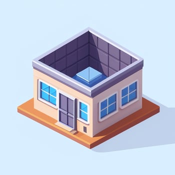 AI generated Isometric Building House Commercial Clip Art Icon Sticker Decoration Simple Background photo