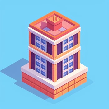 AI generated Isometric Building House Commercial Clip Art Icon Sticker Decoration Simple Background photo