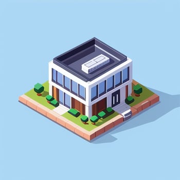 AI generated Isometric Building House Commercial Clip Art Icon Sticker Decoration Simple Background photo