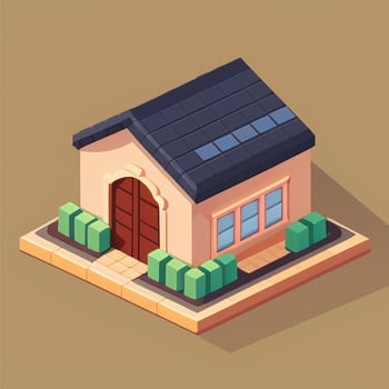 AI generated Isometric Building House Commercial Clip Art Icon Sticker Decoration Simple Background photo