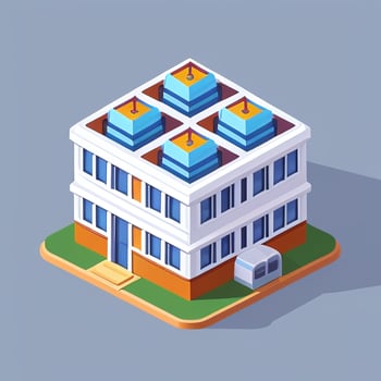 AI generated Isometric Building House Commercial Clip Art Icon Sticker Decoration Simple Background photo