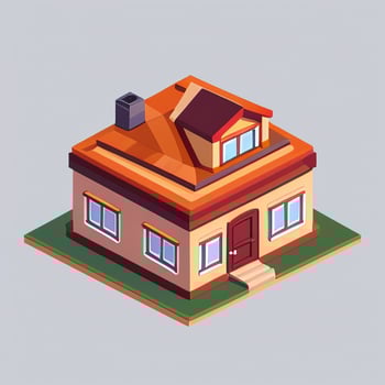 AI generated Isometric Building House Commercial Clip Art Icon Sticker Decoration Simple Background photo