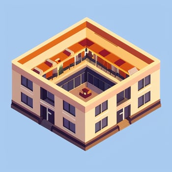 AI generated Isometric Building House Commercial Clip Art Icon Sticker Decoration Simple Background photo