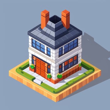AI generated Isometric Building House Commercial Clip Art Icon Sticker Decoration Simple Background photo