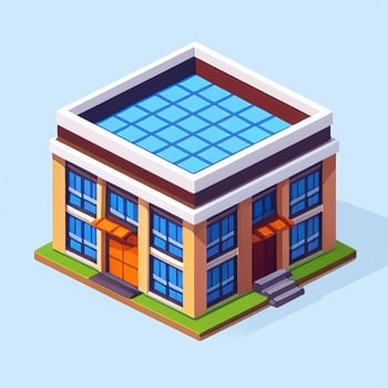 AI generated Isometric Building House Commercial Clip Art Icon Sticker Decoration Simple Background photo