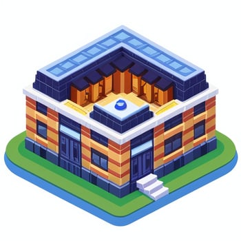 AI generated Isometric Building House Commercial Clip Art Icon Sticker Decoration Simple Background photo