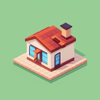AI generated Isometric Building House Commercial Clip Art Icon Sticker Decoration Simple Background photo