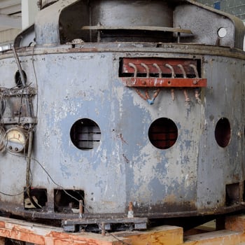 Engines of water pumps at a water pumping station. Pumping irrig photo