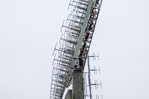 Military radar antenna. A grid of small antennas collected large photo