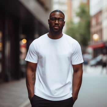 AI generated Contemporary T-Shirt Mockup with Confident Male Model photo