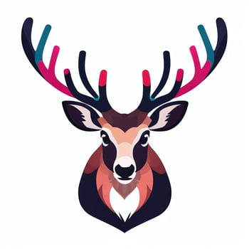 AI generated Stag Antler Deer Animal Logo Icon Sticker Decoration Clip Art Simple Background photo