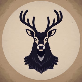 AI generated Stag Antler Deer Animal Logo Icon Sticker Decoration Clip Art Simple Background photo