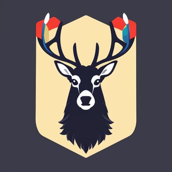 AI generated Stag Antler Deer Animal Logo Icon Sticker Decoration Clip Art Simple Background photo