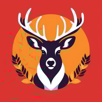 AI generated Stag Antler Deer Animal Logo Icon Sticker Decoration Clip Art Simple Background photo