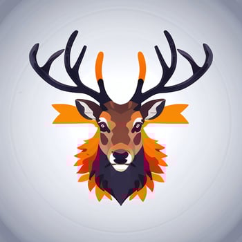 AI generated Stag Antler Deer Animal Logo Icon Sticker Decoration Clip Art Simple Background photo