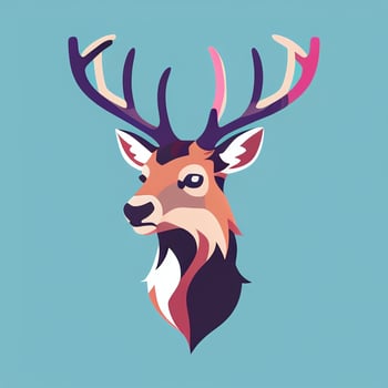 AI generated Stag Antler Deer Animal Logo Icon Sticker Decoration Clip Art Simple Background photo