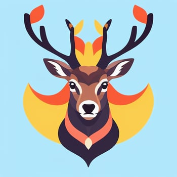 AI generated Stag Antler Deer Animal Logo Icon Sticker Decoration Clip Art Simple Background photo