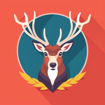 AI generated Stag Antler Deer Animal Logo Icon Sticker Decoration Clip Art Simple Background photo