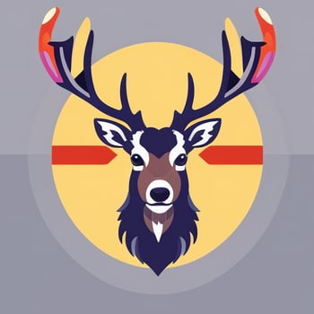 AI generated Stag Antler Deer Animal Logo Icon Sticker Decoration Clip Art Simple Background photo