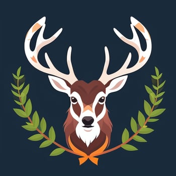AI generated Stag Antler Deer Animal Logo Icon Sticker Decoration Clip Art Simple Background photo