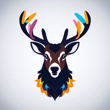 AI generated Stag Antler Deer Animal Logo Icon Sticker Decoration Clip Art Simple Background photo